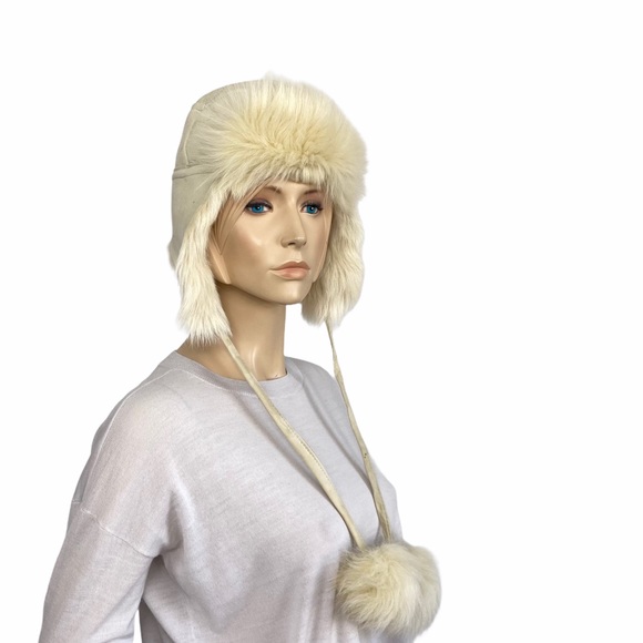 J. Crew Toscana Shearling Leather Trapper Hat Small / Medium - Picture 7 of 12